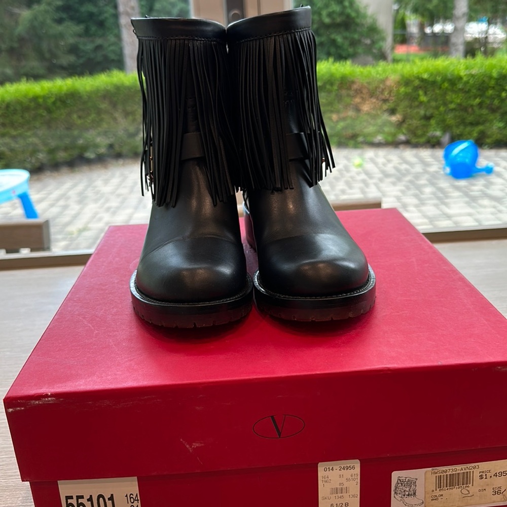 Valentino Fringe Booties Size 36.5